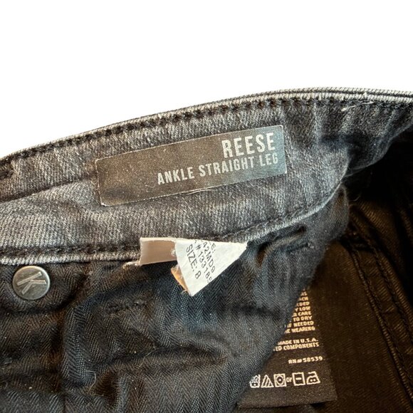 Kut From The Kloth Reese Ankle Straight Leg Black Jeans Raw Hem Size 6 Women's - Picture 10 of 12